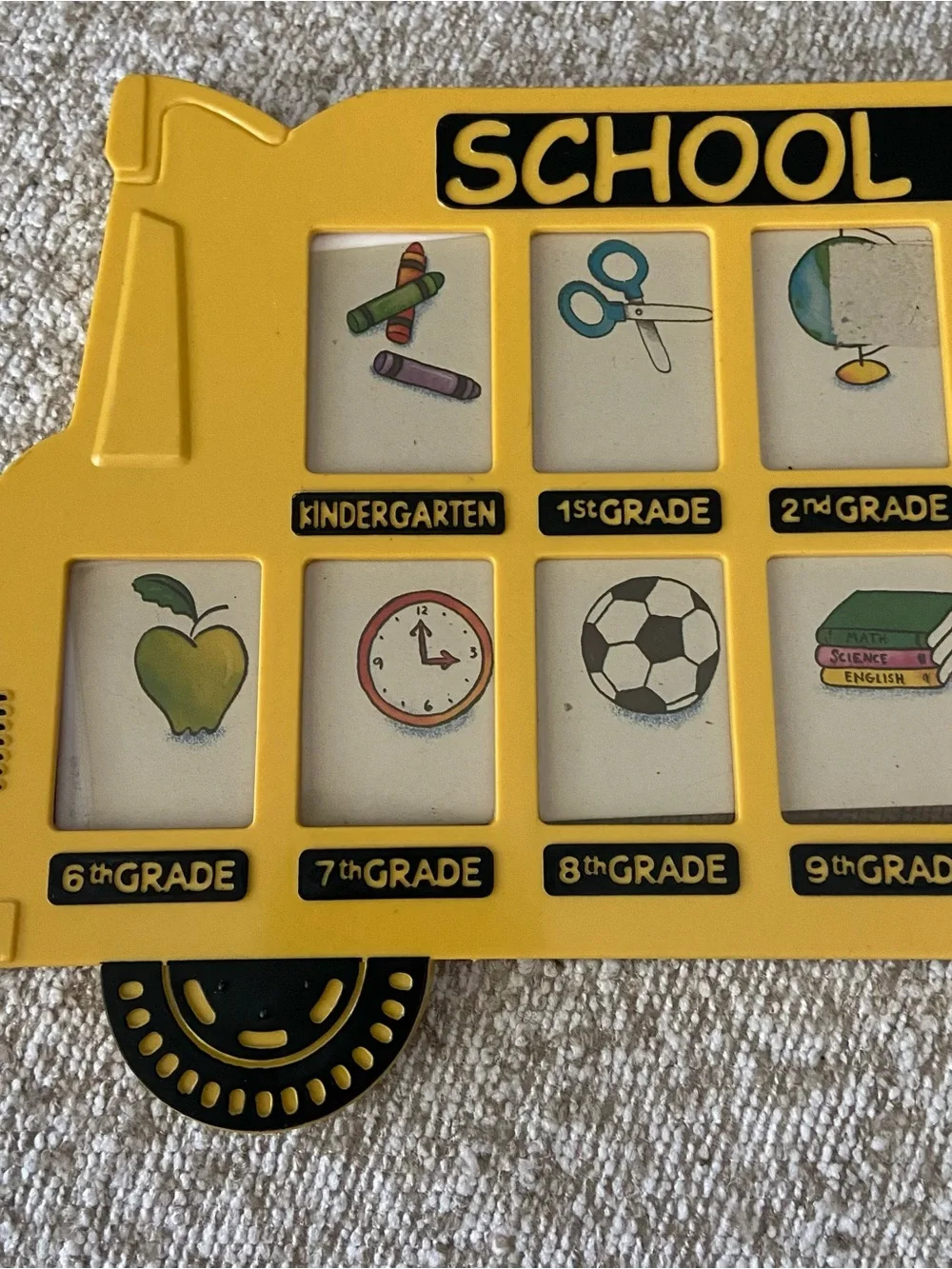New Seasons School Years Memory Keepsake Photo Frame Yellow Bus  K-12